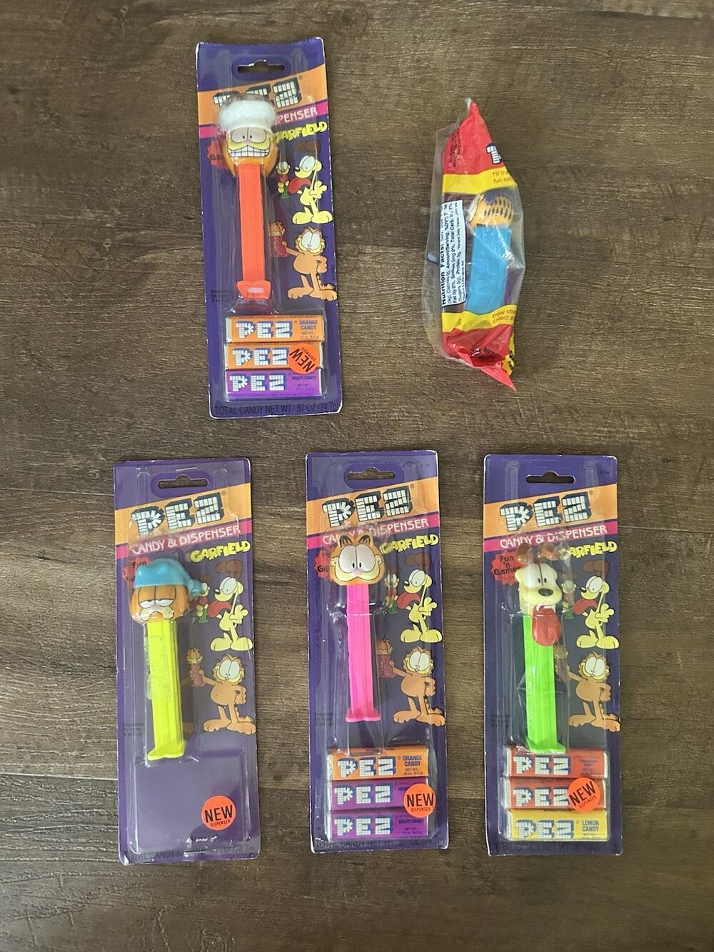 Garfield and Odie Vintage Pez Dispenser Factory Sealed Set of Five